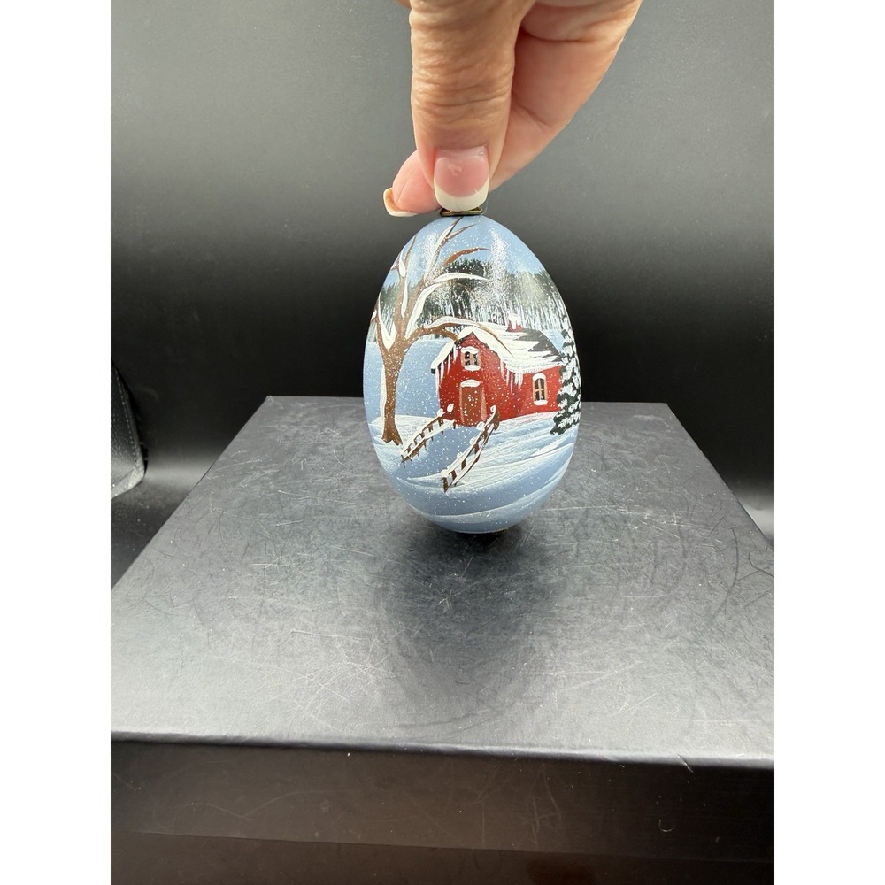 ❄️ Vintage Winter Barn Hand-Painted Ornament 🏚️